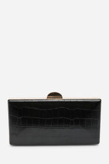 Melyra Black Croc Box Evening Clutch Bag