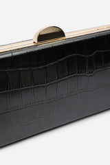 Melyra Black Croc Box Evening Clutch Bag