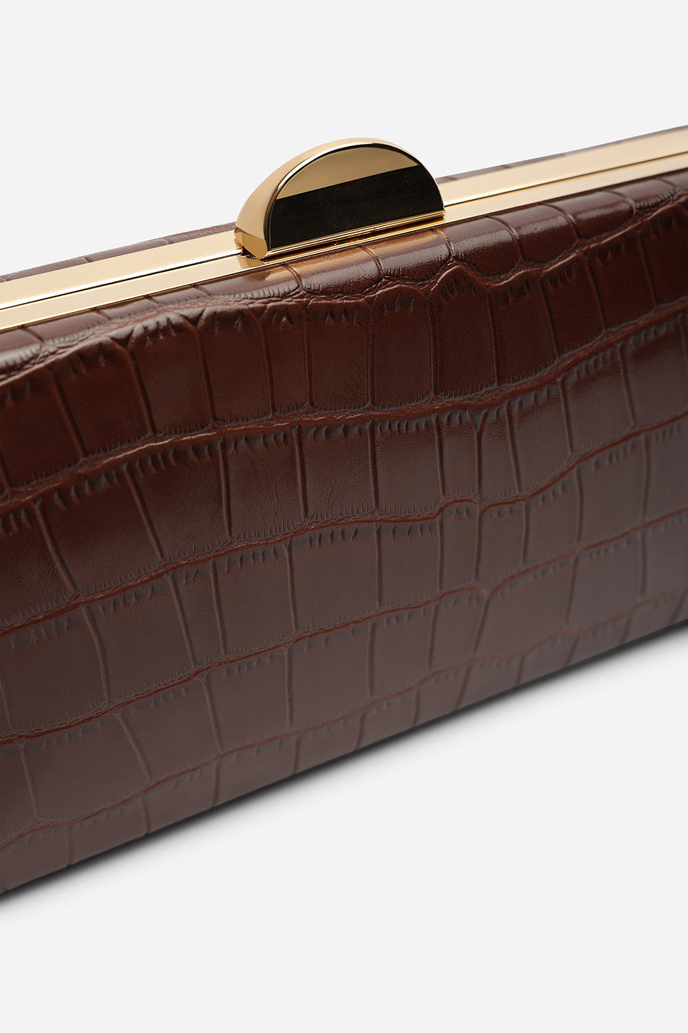 Melyra Brown Croc Box Evening Clutch Bag
