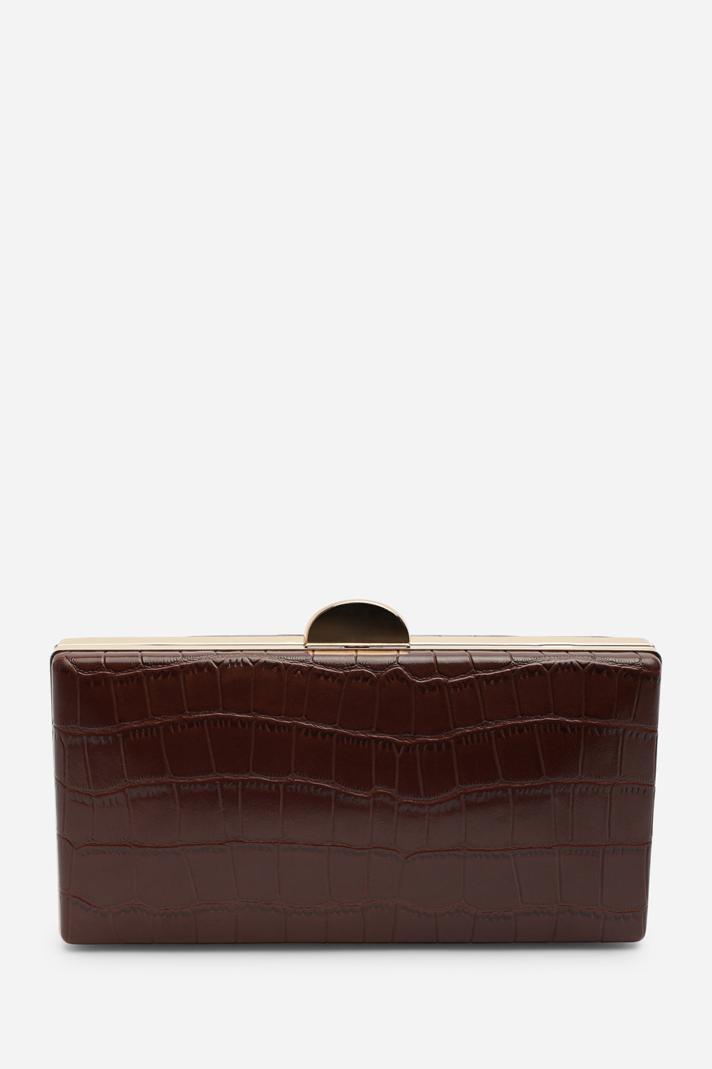 Melyra Brown Croc Box Evening Clutch Bag