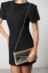 Moxira Asymetric Envelope Cltuch Bag In Gold Metallic