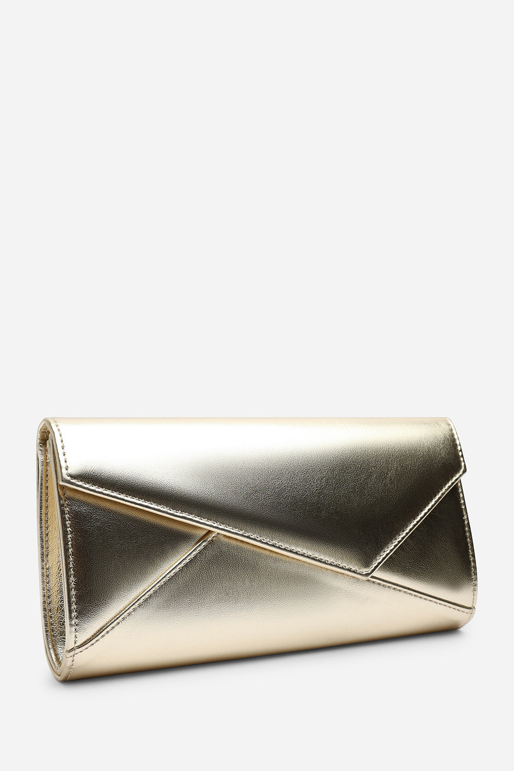 Moxira Asymetric Envelope Cltuch Bag In Gold Metallic