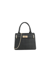 CLASSIC SMALL BAG WITH GOLD TWIST LOCK AND CROCO-EFFECT IN BLACKFAUX LEATHER