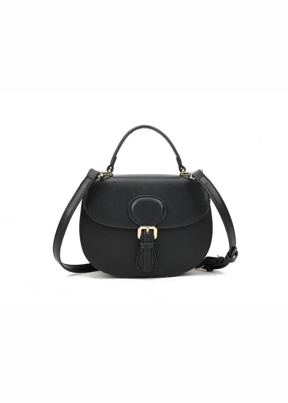 CHATEAU CROSS BODY TOP HANDLE BAG IN BLACK FAUX LEATHER