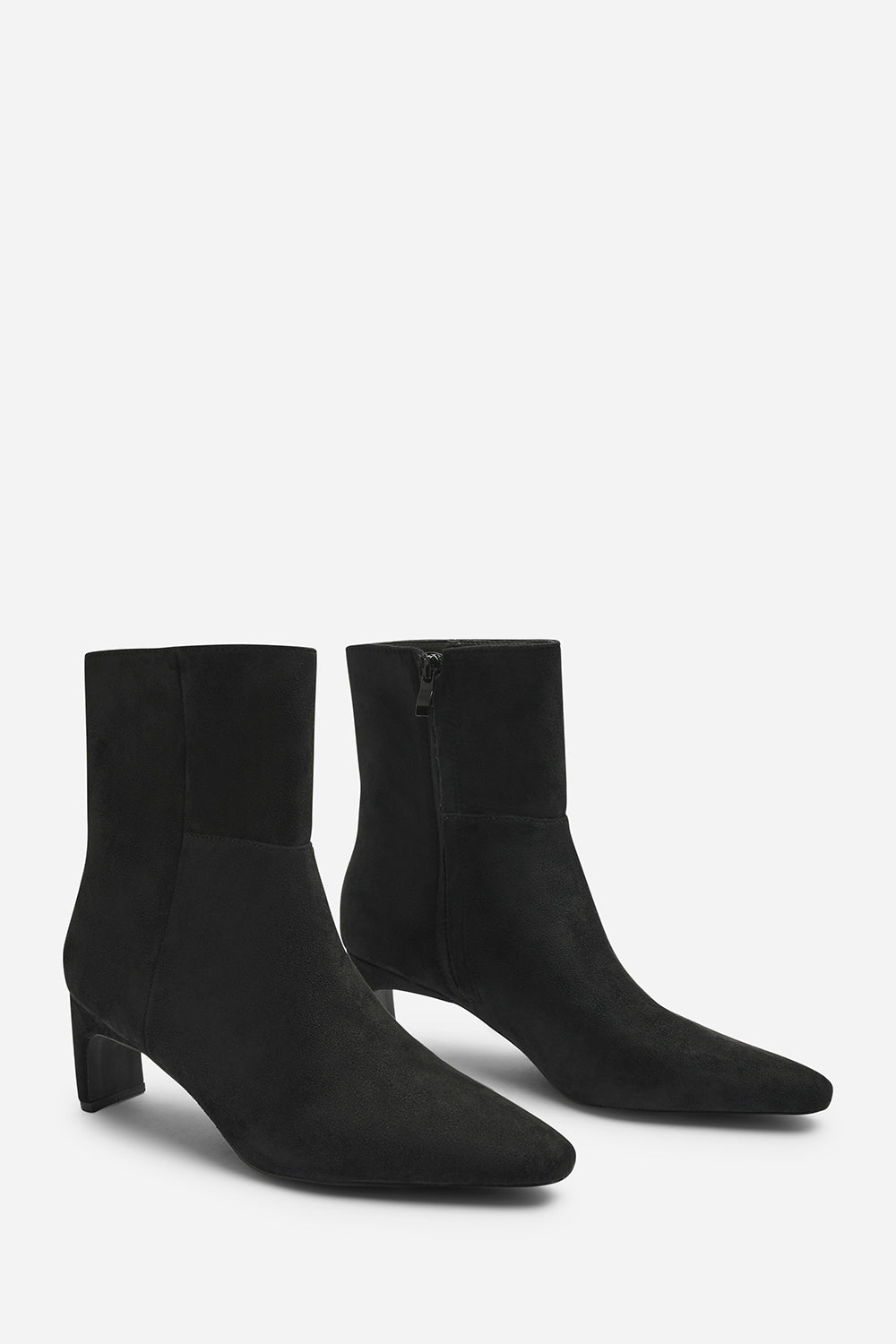 Hirlis Black Faux Suede Snipped Toe Heeled Ankle Boot