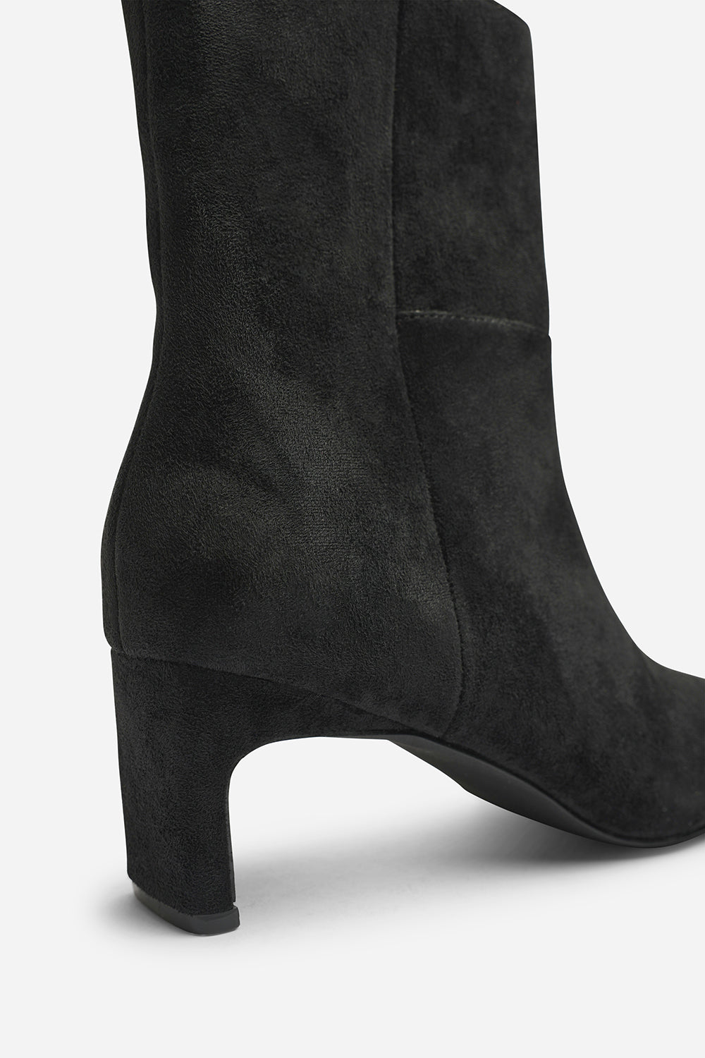 Hirlis Black Faux Suede Snipped Toe Heeled Ankle Boot