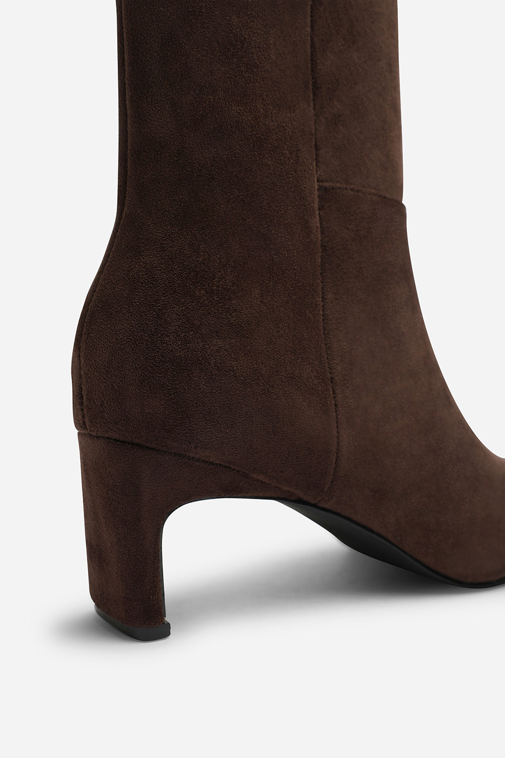 Hirlis Dark Brown Faux Suede Snipped Toe Heeled Ankle Boot