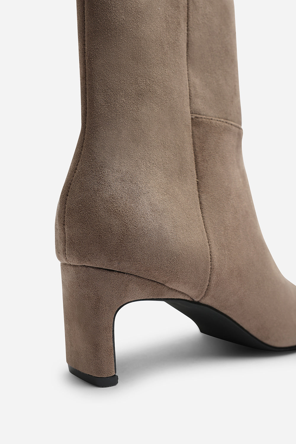 Hirlis Taupe Faux Suede Snipped Toe Heeled Ankle Boot