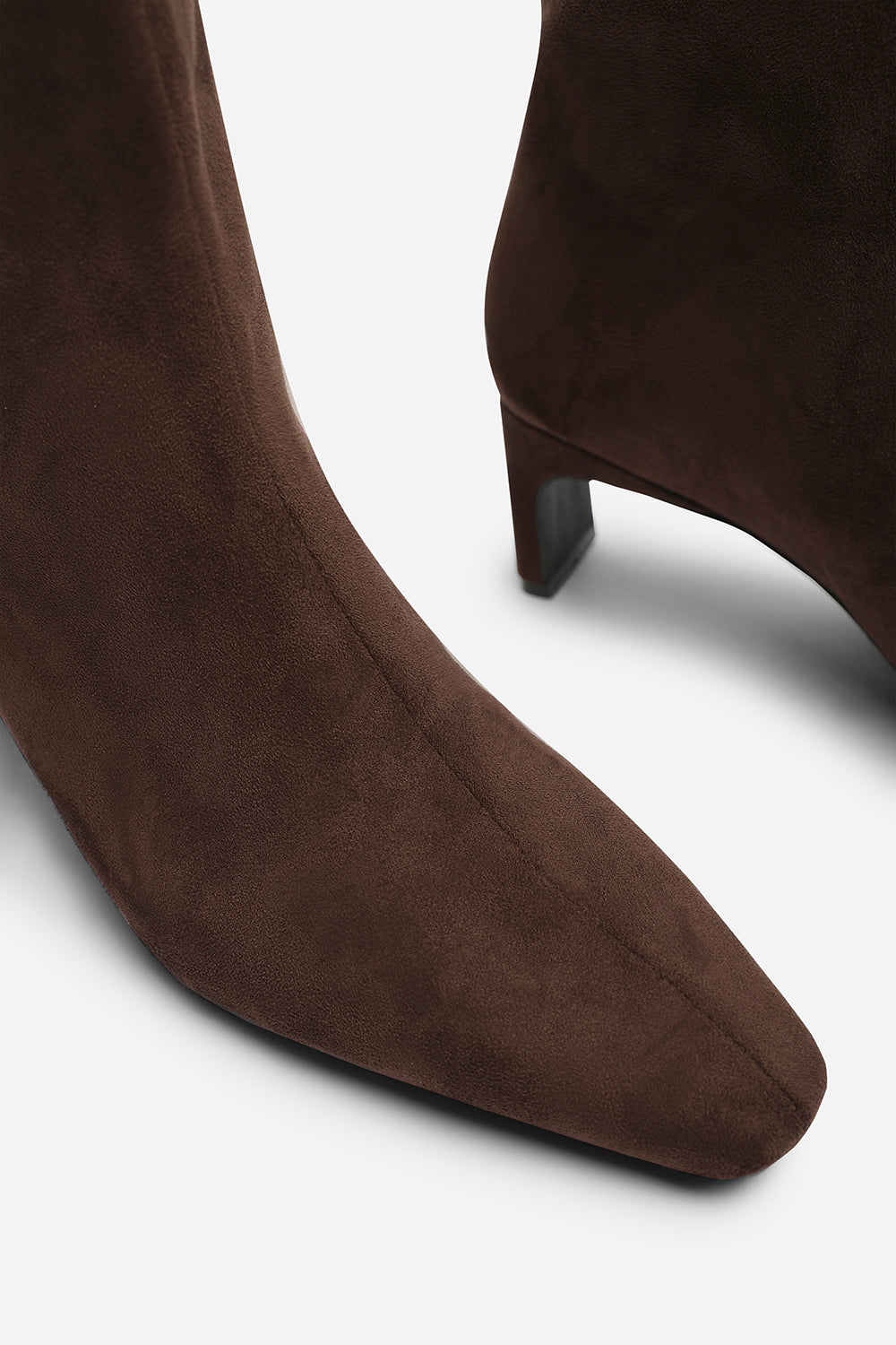 Mckinley Dark Brown Suede Knee High Straight Heel Boot