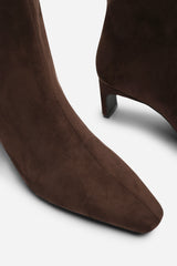 Mckinley Dark Brown Suede Knee High Straight Heel Boot