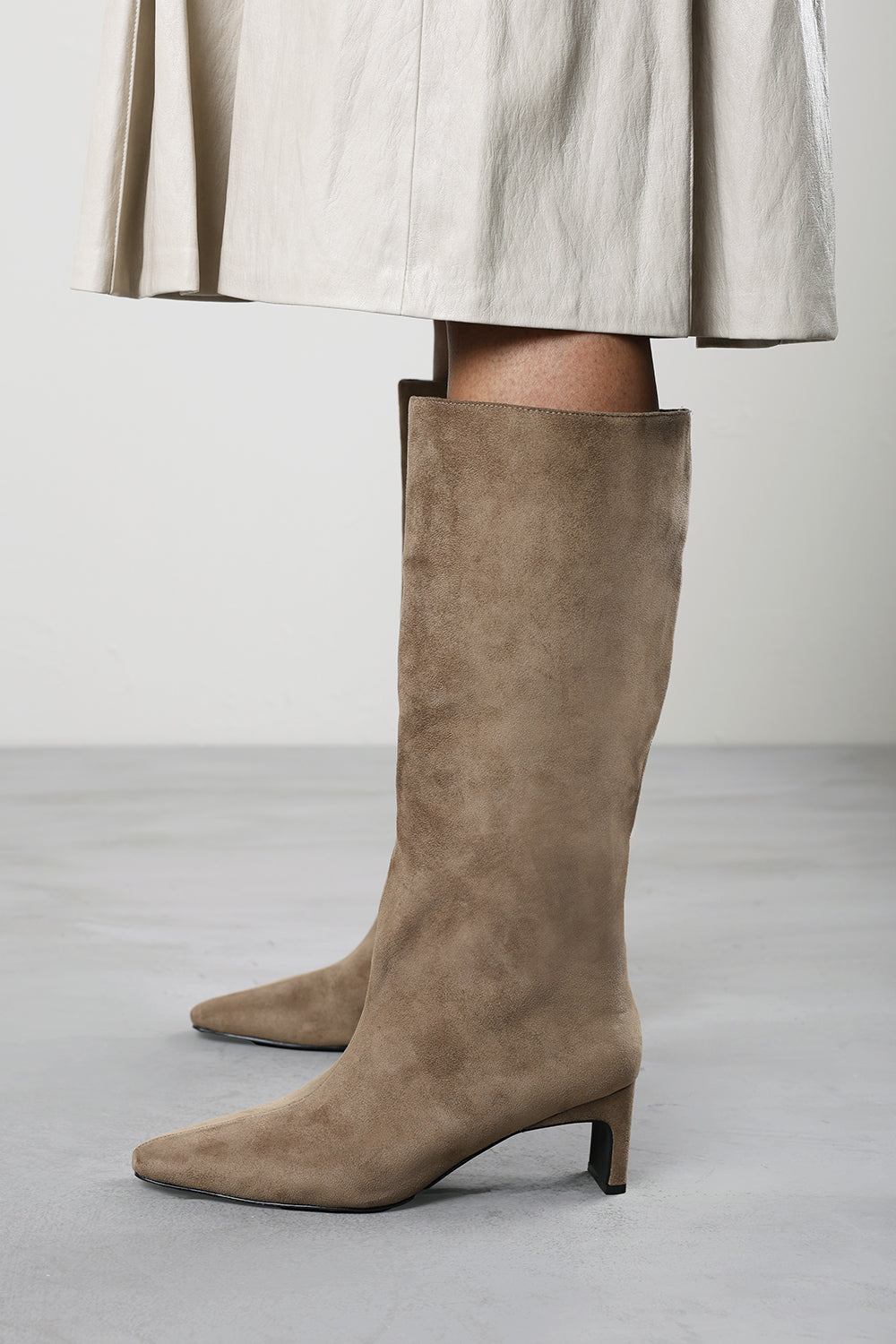 Mckinley Taupe Knee High Straight Heeled Boot