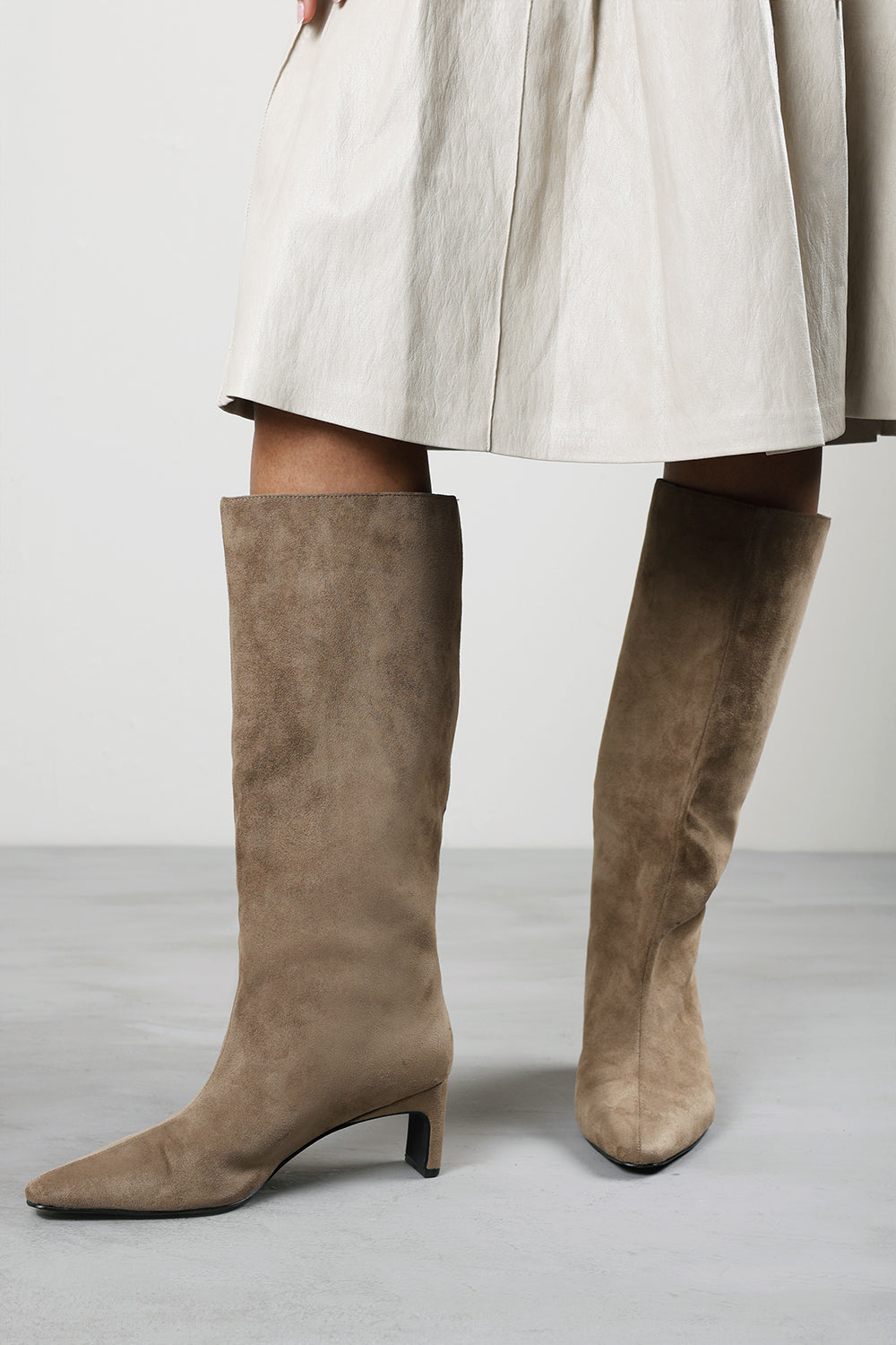 Mckinley Taupe Knee High Straight Heeled Boot
