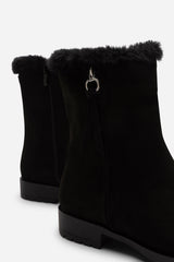 Artic Mid Calf Boot With Fur Trim In Black Suede