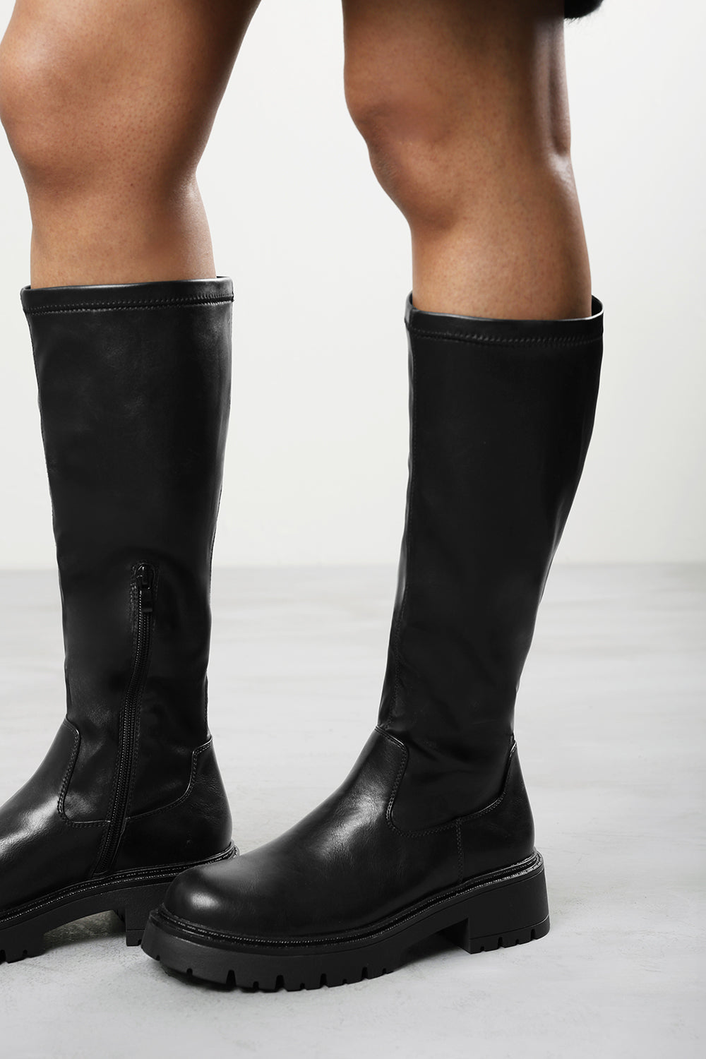 Elvane Stretch Chunky Knee High Sock Boot
