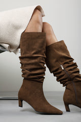 Kensley Ruched Slouch Knee High Snipped Toe Boot