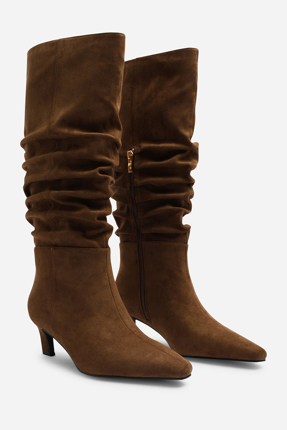 Kensley Ruched Slouch Knee High Snipped Toe Boot