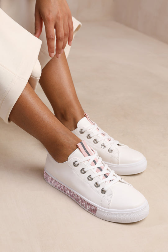 SPLENDOR CRYSTAL TRIM TRAINERS IN PINK