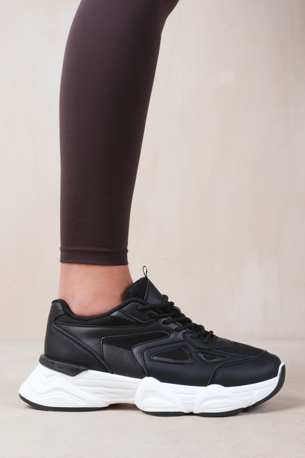 COACH CHUNKY SOLE WITH MESH DETAIL TRAINER IN BLACK