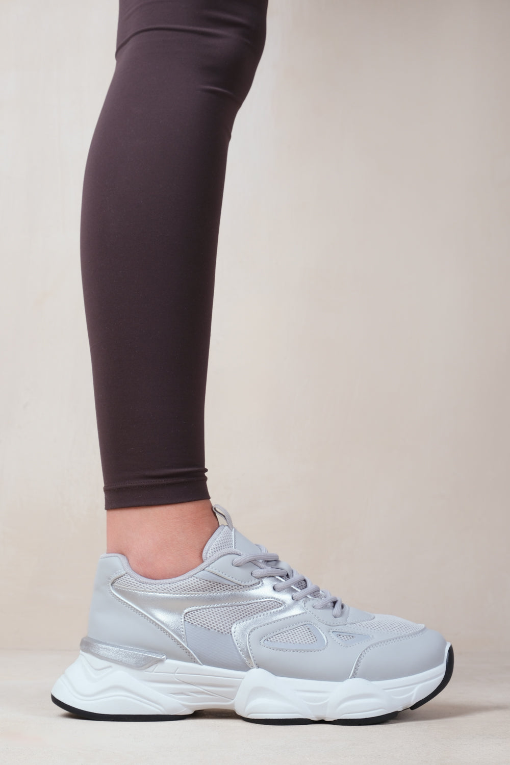 COACH CHUNKY SOLE WITH MESH DETAIL TRAINER IN GREY