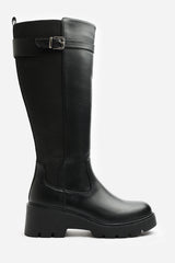 Erelia Stretch Panel Buckle Detail Wedge Boots