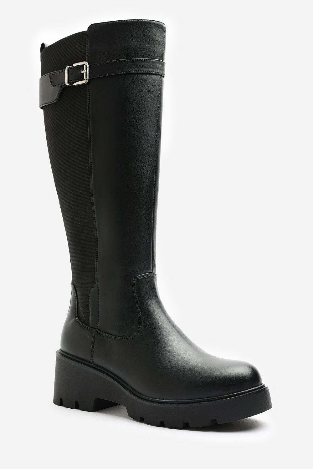 Erelia Stretch Panel Buckle Detail Wedge Boots