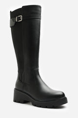 Erelia Stretch Panel Buckle Detail Wedge Boots