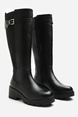 Erelia Wide Fit Stretch Panel Buckle Detail Wedge Boots