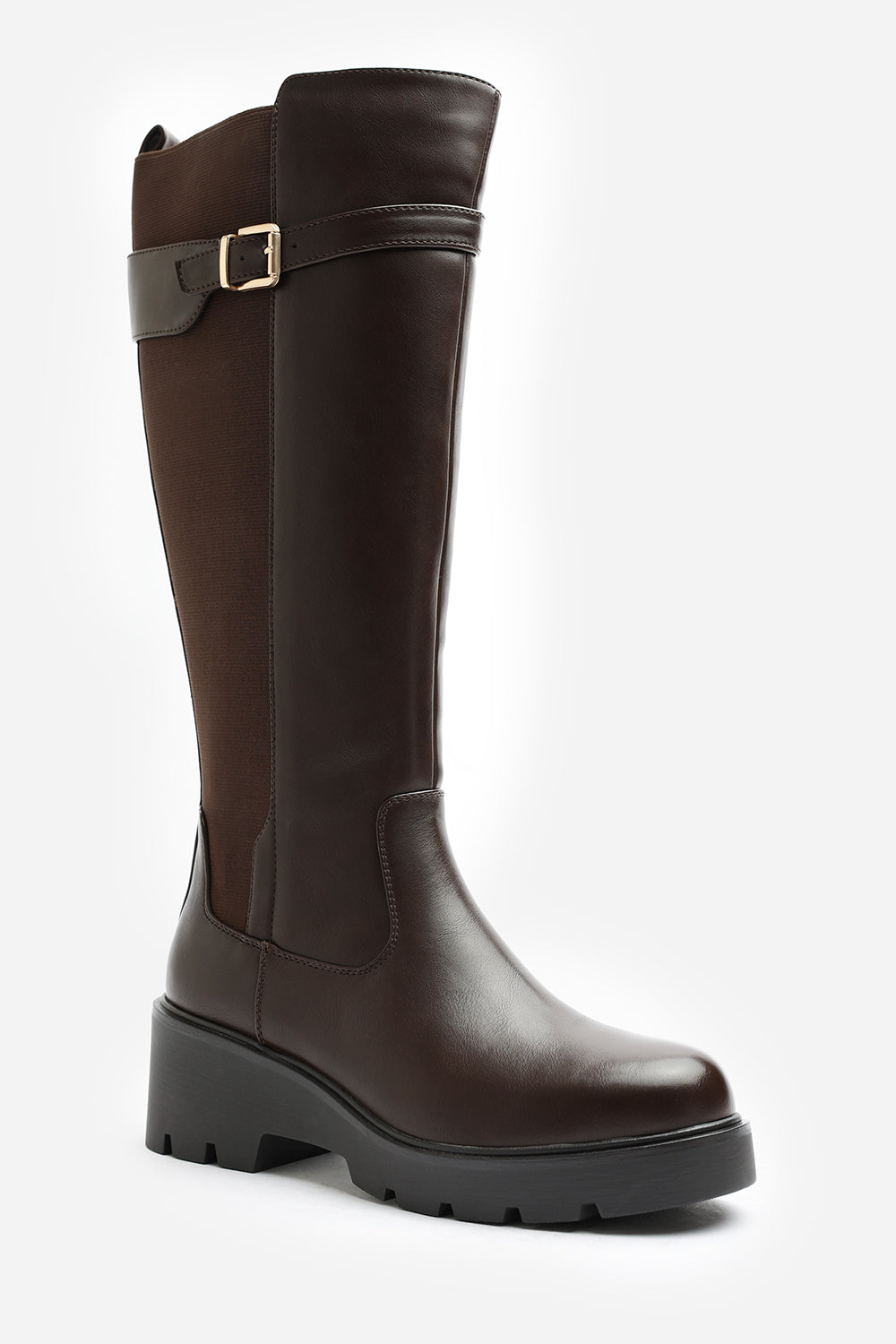 Erelia Stretch Panel Buckle Detail Wedge Boots