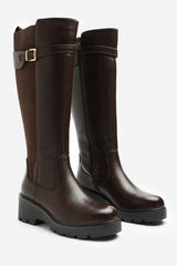 Erelia Wide Fit Stretch Panel Buckle Detail Wedge Boots