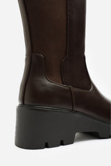 Erelia Wide Fit Stretch Panel Buckle Detail Wedge Boots