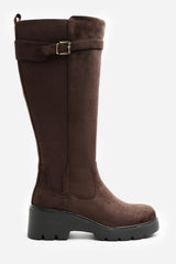 Erelia Stretch Panel Buckle Detail Wedge Boots