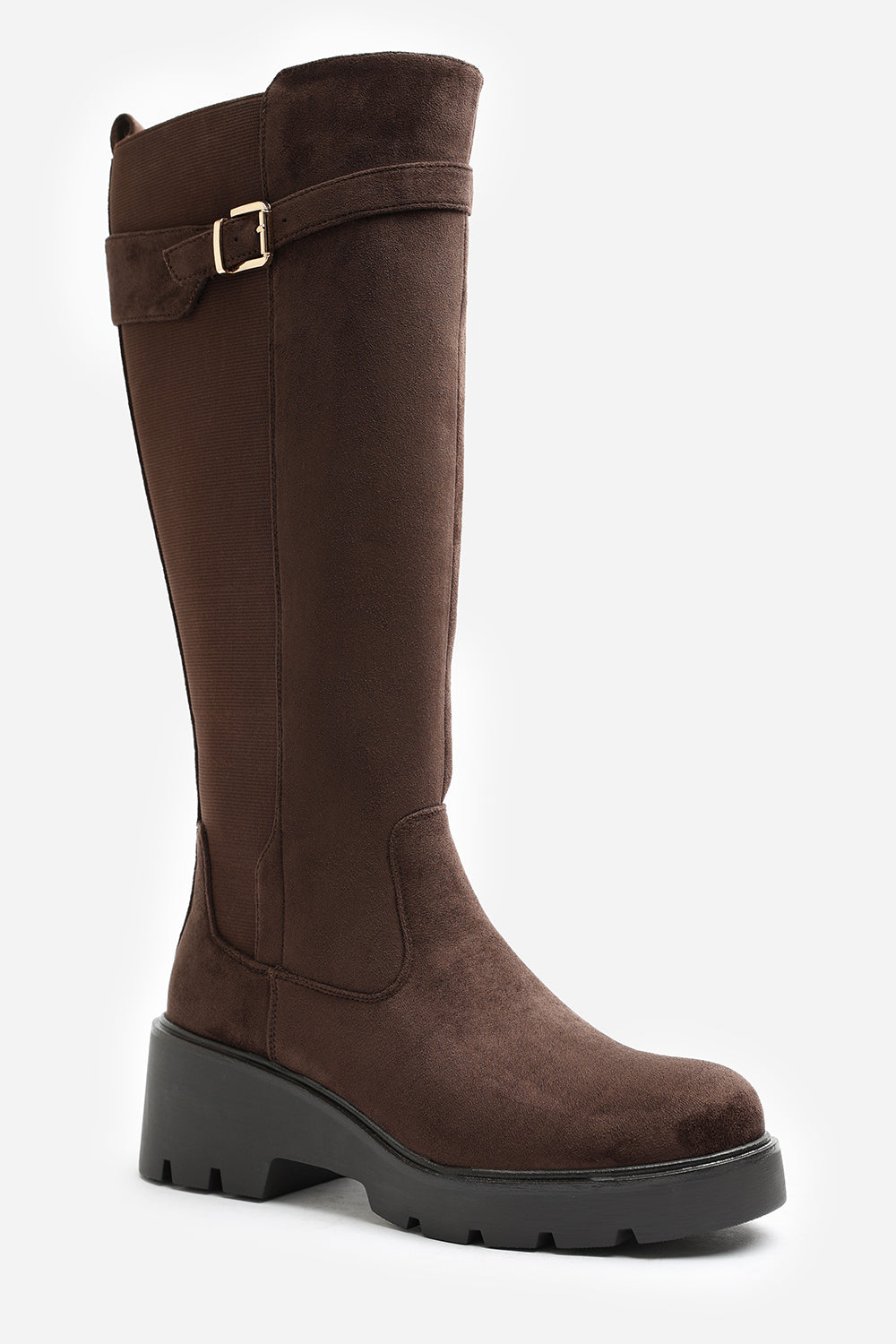 Erelia Stretch Panel Buckle Detail Wedge Boots