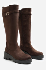 Erelia Wide Fit Stretch Panel Buckle Detail Wedge Boots