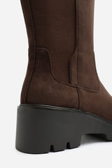Erelia Wide Fit Stretch Panel Buckle Detail Wedge Boots