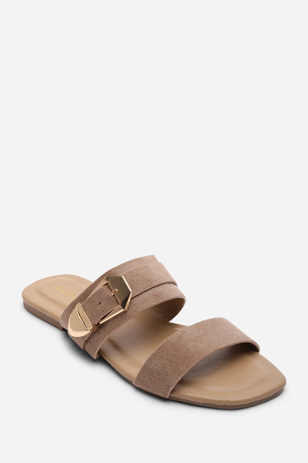 Orlina Two Strap Side Buckle Camel Suede Sandal