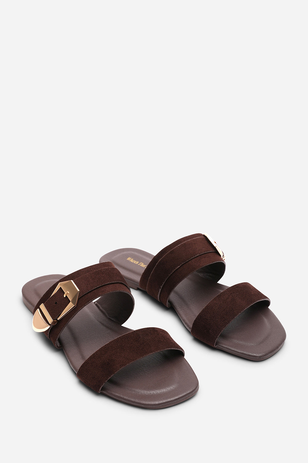 Orlina Two Strap Side Buckle Dark Brown Suede Sandal