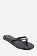 Arrow Black Flip Flop Sandal With Contrast Stitch Detail