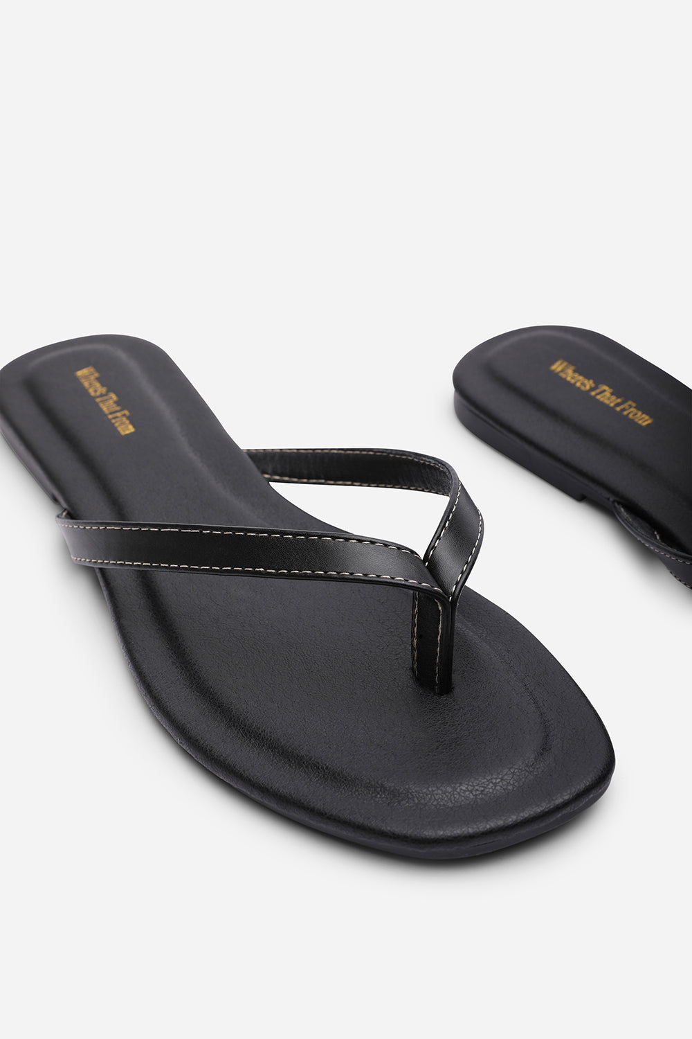 Arrow Black Flip Flop Sandal With Contrast Stitch Detail
