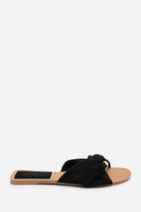 Lavina Knot Detail Black Suede Slide On Sandal