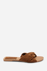 Lavina Knot Detail Cognac Suede Slide On Sandal