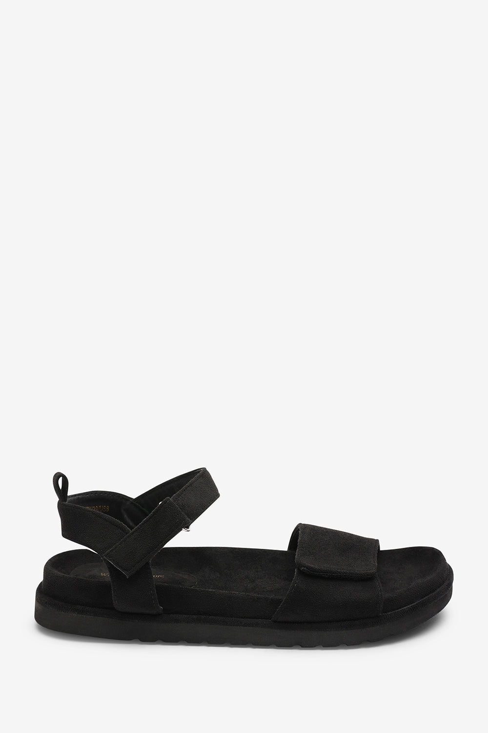 Noriva Double Strap Velcro Footbed Sandals in Black Suede