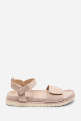 Noriva Double Strap Velcro Footbed Sandals in Camel Suede
