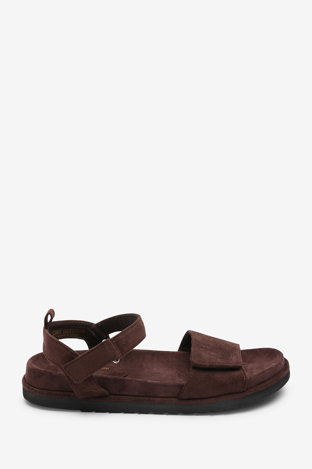 Corfu Velcro Multi Strap Sandals In Dark Brown Suede