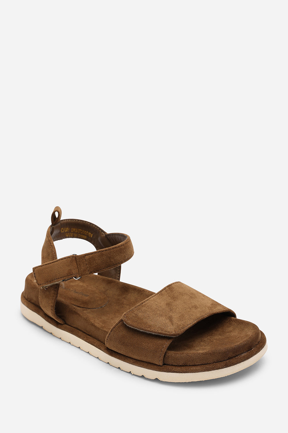 Corfu Velcro Multi Strap Sandals In Khaki Suede