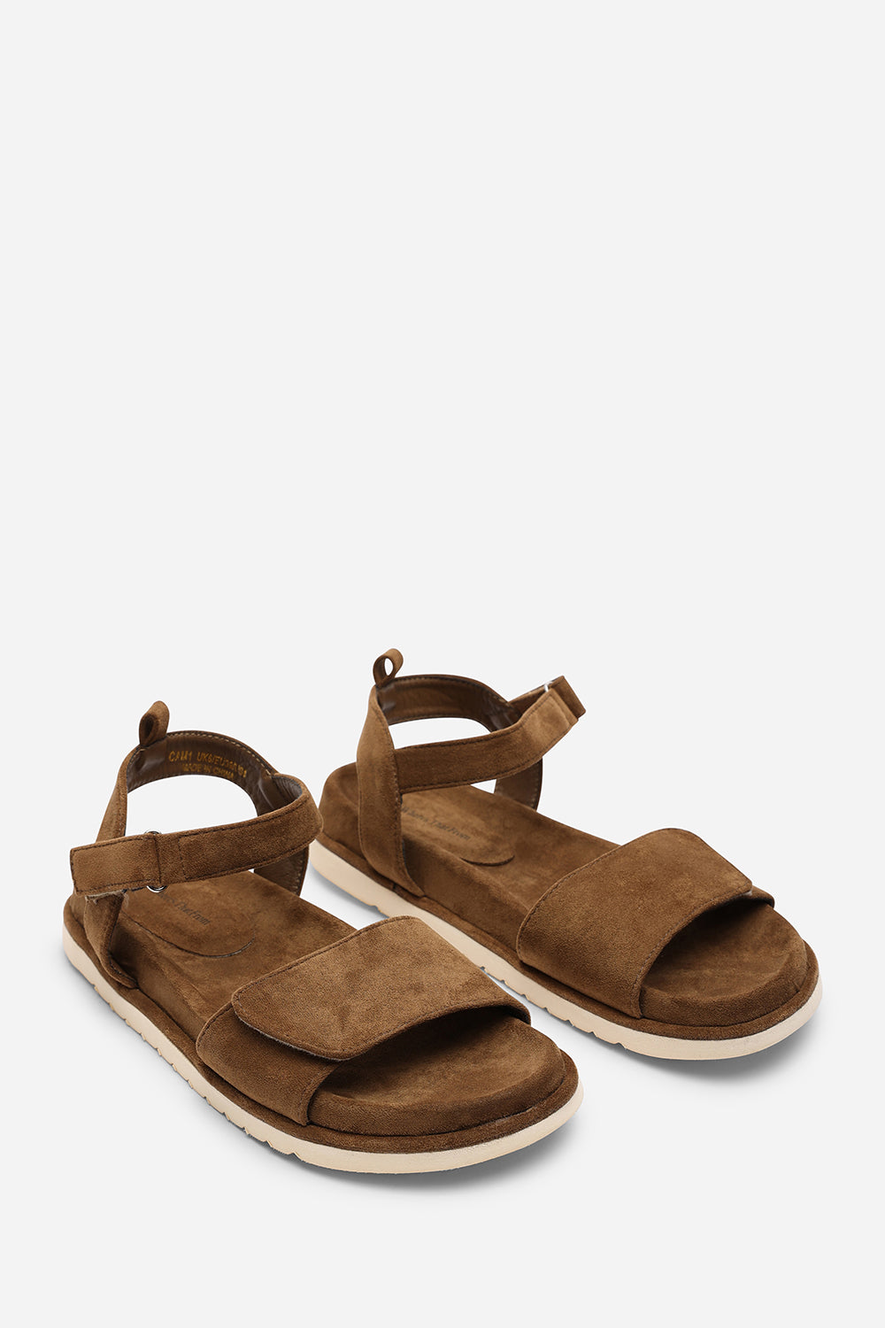Corfu Velcro Multi Strap Sandals In Khaki Suede