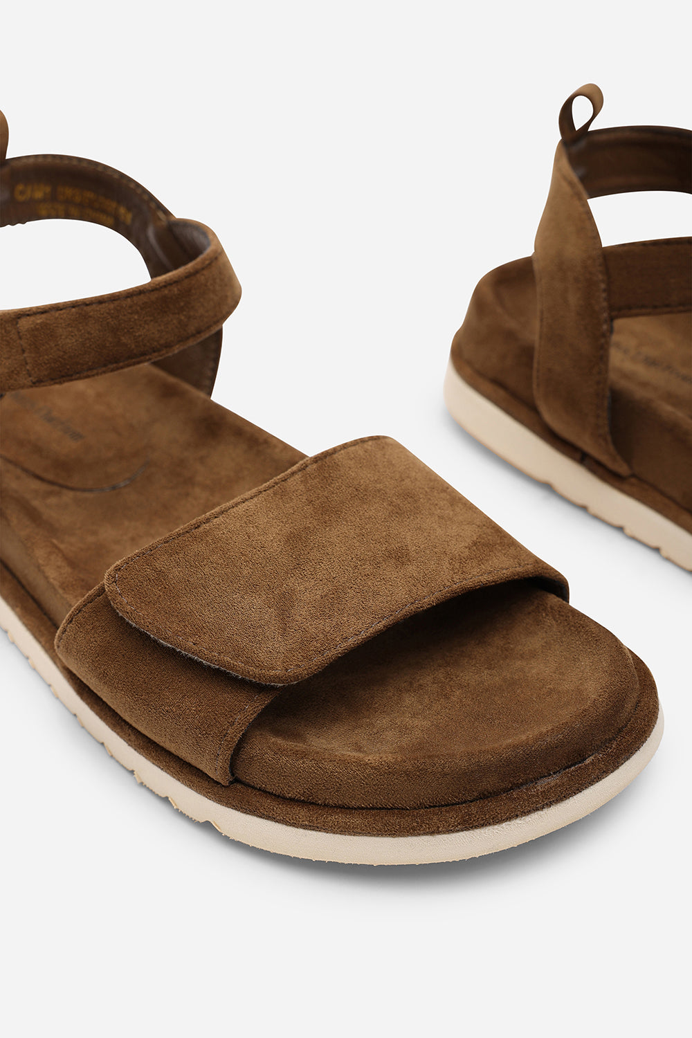 Corfu Velcro Multi Strap Sandals In Khaki Suede