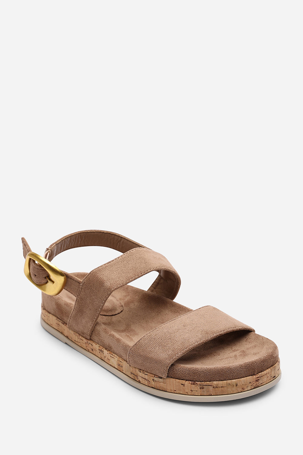 Banyan Double Strap Flatform Camel Suede Sandal