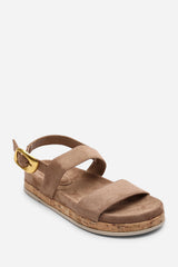 Banyan Double Strap Flatform Camel Suede Sandal