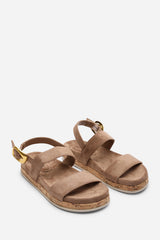 Banyan Double Strap Flatform Camel Suede Sandal