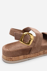 Banyan Double Strap Flatform Camel Suede Sandal